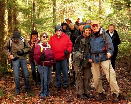 A jolly crew for an autumn hike, led by Lee. (photo © Meade Cadot)