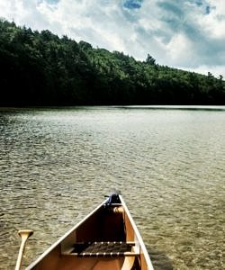 Canoe on the edge of Silver Lake