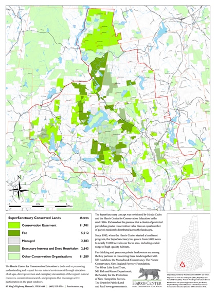 a map of Harris Center-protected lands