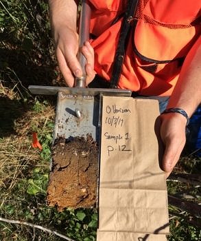 A soil sample collected by KSC student researchers Garrett Hopkins & Ezra Richardson, as part of a capstone research project examining the effects of wildfire on soil health.