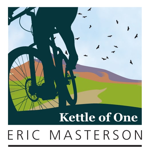 the Kettle of One logo, featuring a silhouette of a bicyclist and of a kettle of hawks