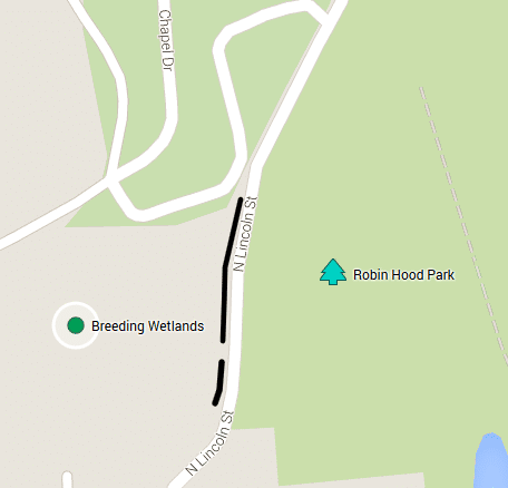 A map showing the approximate location of the pitfall array.