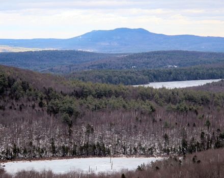A winter view from Osgood Hill, looking east to Nubanusit Lake and Crotched Mountain. (photo © Russ Cobb)