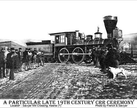 A 19th-century photo of a locomotive. (photo courtesy of the Historical Society of Cheshire County)