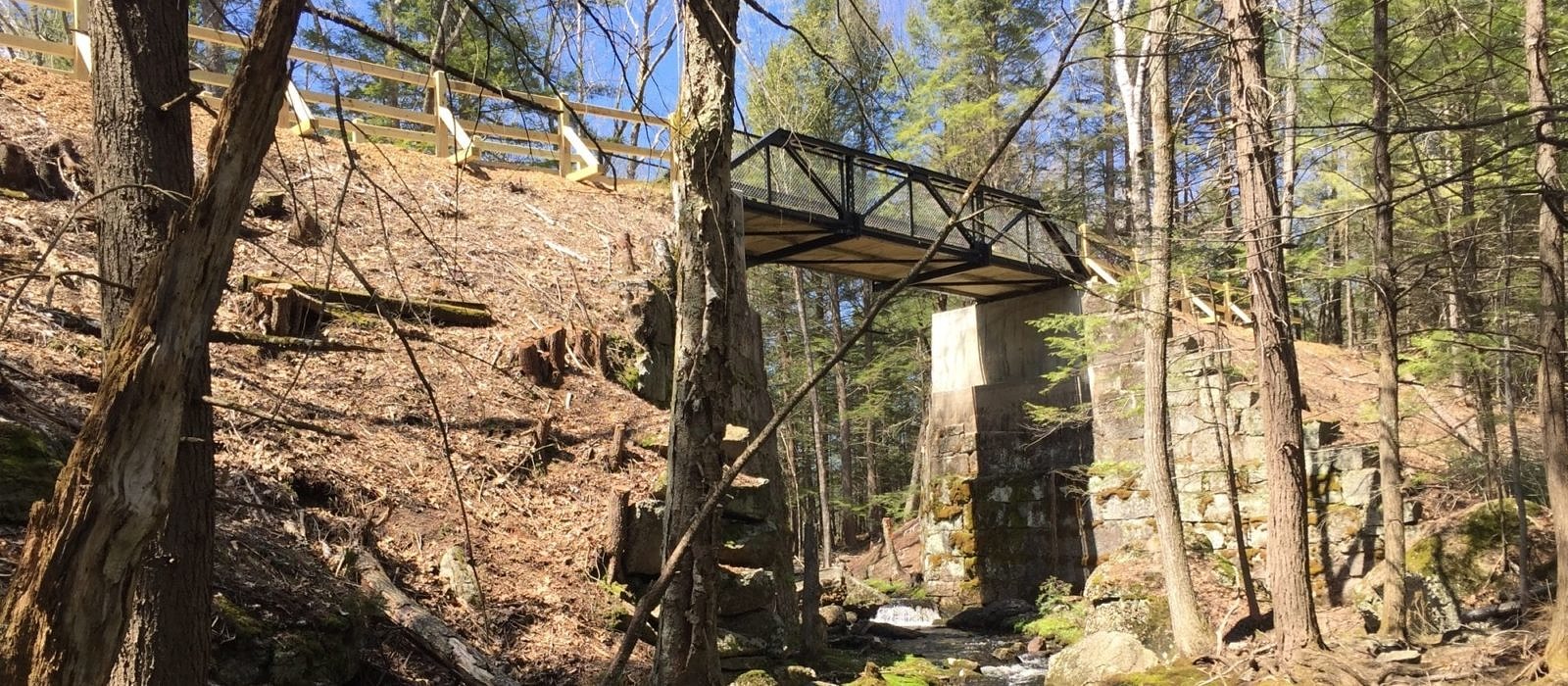The newly installed historic steel truss bridge on the Jaquith Rail Trail (photo © James Newsom)
