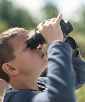 Binoculars are a helpful tool at the Raptor Observatory! (photo © Ben Conant)