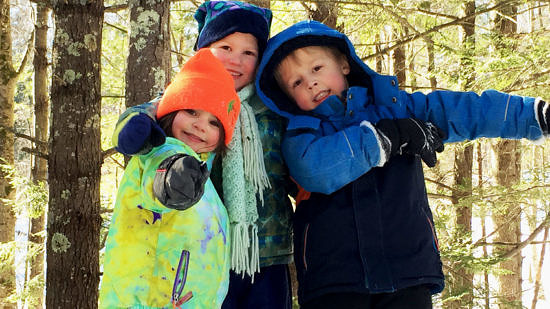 A trio of happy campers at the Harris Center's Winter Adventures Camp. (photo © Jaime Hutchinson)