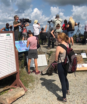 Visitors take in the sights at the Pack Monadnock Raptor Observatory. (photo © Scott Hecker)