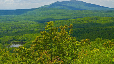A springtime view of Mount Monadnock, taken from the summit of Thumb Mountain. (photo © Bruce Boyer)