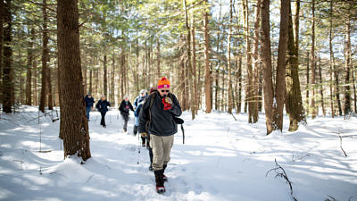 A winter hike on the Harris Center's Hiroshi Land. (photo © Ben Conant)