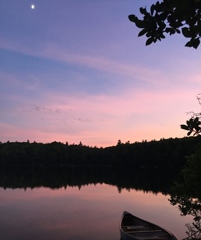 Moonrise, as viewed from one of the Harris Center's campsites on Spoonwood Pond. (photo © Caitlin Houlihan)