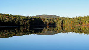 A photo of Skatutakee's North Pond. (photo © Brett Amy Thelen)