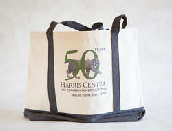 A photo of the Harris Center 50th Anniversary tote bag.