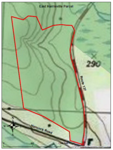 A map of the parcel in East Harrisville, NH.
