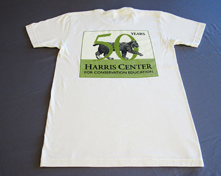 Harris Center 50th Anniversary short sleeve t-shirt (back), in natural.