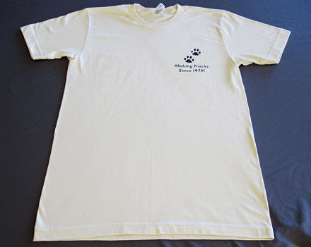 Harris Center 50th Anniversary short sleeve t-shirt (front), in natural.