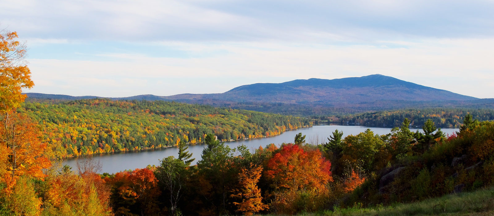 An autumn view of Silver Lake, with Mount Monadnock in the background. (photo © Brett Amy Thelen)
