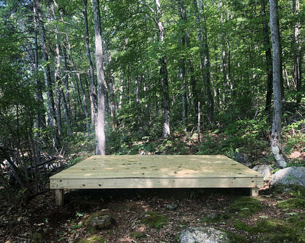 Another angle of the new tent platform at Campsite #2. (photo © Brett Amy Thelen)