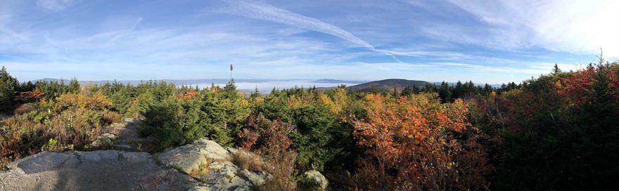 A panoramic view from the Pack Monadnock Raptor Observatory platform. (photo © Phil Brown)