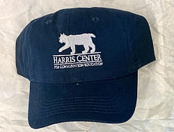 A photo of the Harris Center baseball cap, in navy