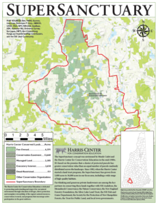 A map of the Harris Center's SuperSanctuary of conserved lands.