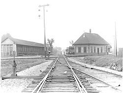 A historic photo of the Elmwood Junction railroad depot, courtesy of the Historical Society of Cheshire County.
