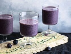 blueberry smoothie in glasses