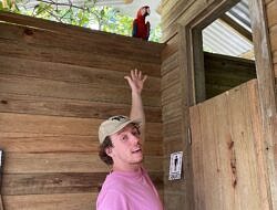 Wyatt Ferrando reaches for a parrot (photo: Wyatt Ferrando)