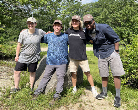 The 2023 KSC conservation interns (left to right): AJ Haskins, Wyatt Ferrando, Ryan Rotigliano, and Donta Selden. (photo © Brett Amy Thelen)