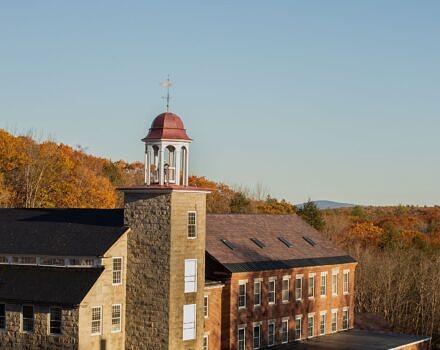 The Harrisville Mill in autumn. (photo © Jennifer Bakos 2019)