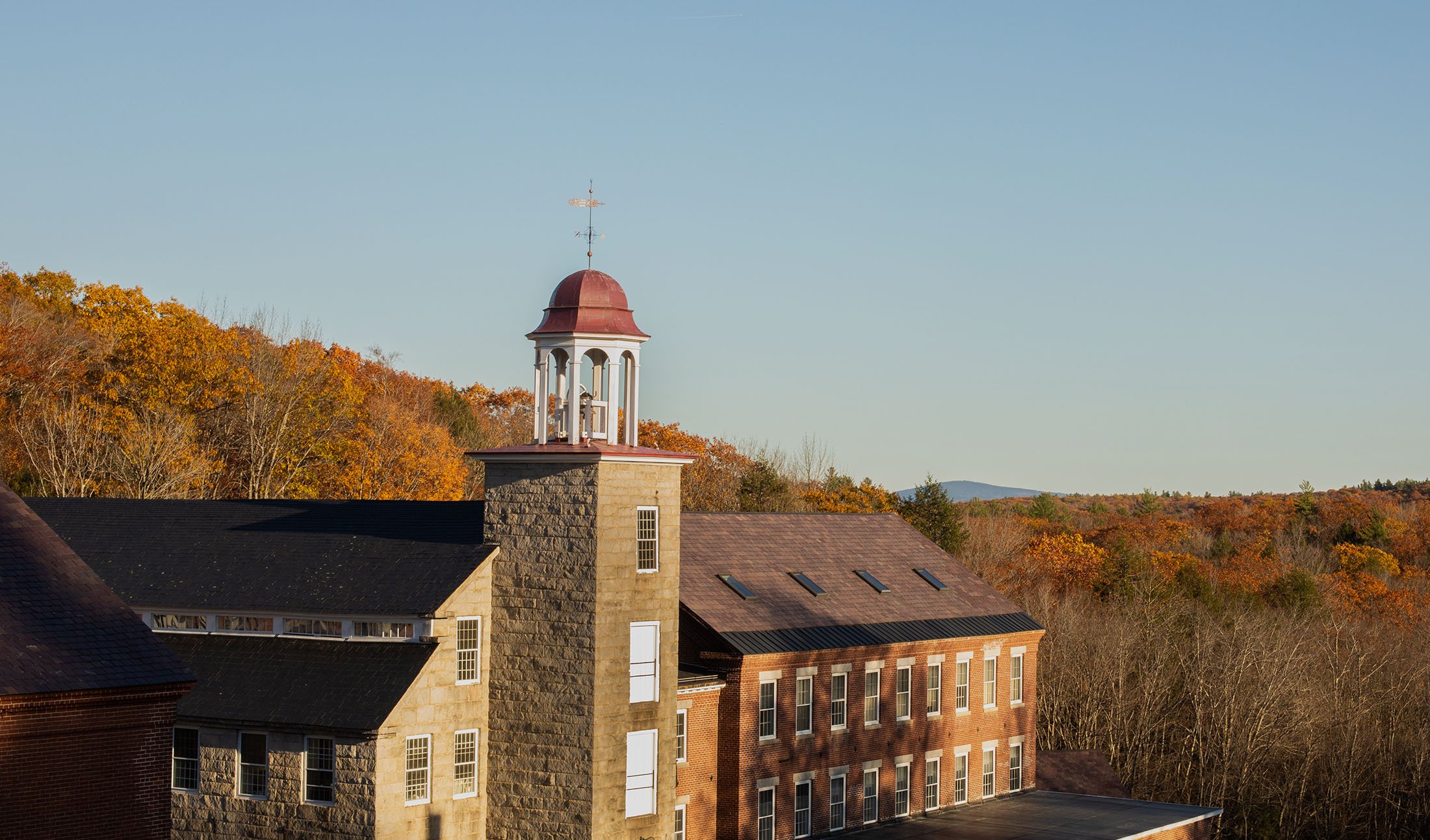The Harrisville Mill in autumn. (photo © Jennifer Bakos 2019)